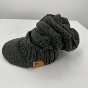NWT Forbusite Fleece Lined Knit Slouchy Beanie Winter Hat with Visor Gray